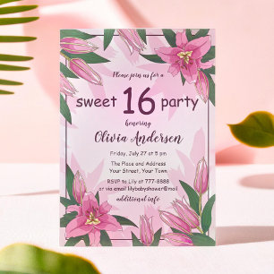 Invitation Le parti Sweet sixteen est le clou de la floraison