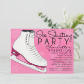 Invitation Le patin rose de baie joint la fête d'anniversaire (Debout devant)