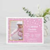 Invitation Le pays des merveilles de photo de flocons de (Debout devant)