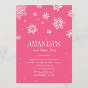 Invitation Le pays des merveilles d'hiver rose moderne 16 inv