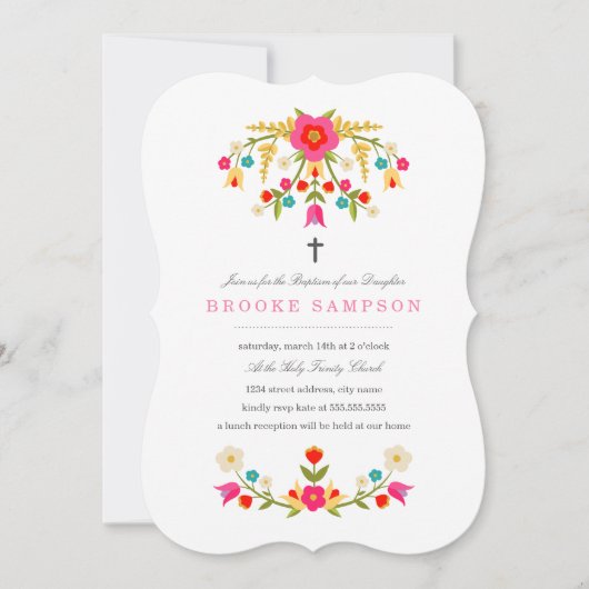 Invitation Le pays fleurit le baptême (Devant)