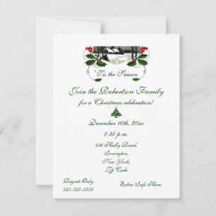 Invitation Le paysage Vintage festif de Noël
