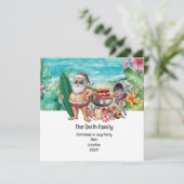 Invitation Le Père Noël à la plage Noël en juillet (Debout devant)