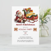 Invitation Le Père Noël avec l'aube Plein de cadeaux Noël (Debout devant)