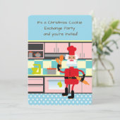 Invitation Le Père Noël cuisine des biscuits de Noël (Debout devant)