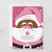 Invitation Le Père Noël noir en fête de Noël rose (Devant)