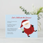 Invitation Le père noël pompette célèbrent la fête de Noël (Debout devant)