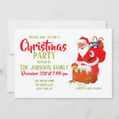 Invitation Le Père Noël sur le dessin du toit (Devant)