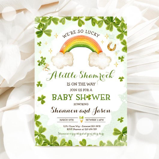 Invitation Le petit Baby shower Shamrock St Patrick's Boy Lit
