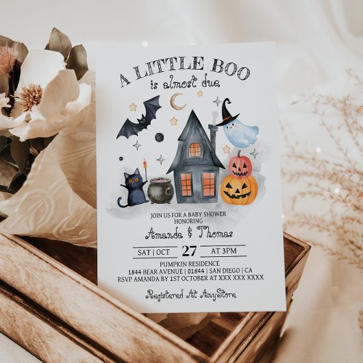 Invitation Le Petit Boo Est Presque Dû Baby shower Halloween