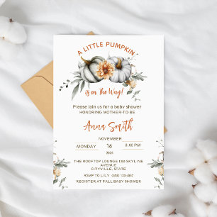 Invitation Le petit Citrouille est sur le chemin Baby shower