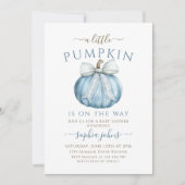 Invitation Le petit Citrouille est sur le chemin Blue Bow bab (Devant)