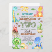 Invitation Le petit dino a deux ans. (Devant / Derrière)