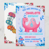 Invitation Le petit dinosaure veut faire la fête avec son ami (Devant / Derrière)