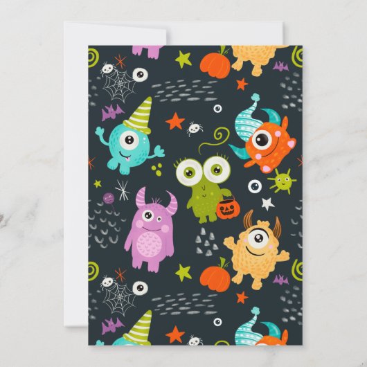 Invitation Le petit monstre d'Halloween mignon tourne à deux (Dos)