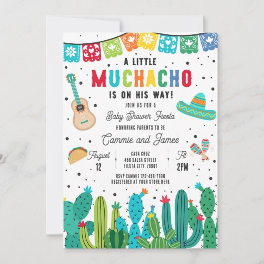 Invitation Le Petit Muchacho Sur Le Chemin Baby shower Fiesta (Devant)