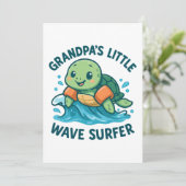 Invitation Le petit surfeur de grand-papa, jolie tortue (Debout devant)