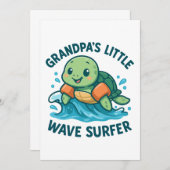 Invitation Le petit surfeur de grand-papa, jolie tortue (Devant / Derrière)