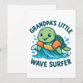 Invitation Le petit surfeur de grand-père Turtle mignon (Devant / Derrière)