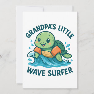 Invitation Le petit surfeur de vagues de papé, joli tortue