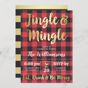 Invitation Le plaid de Buffalo et le tintement d'or et