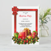 Invitation le plus élégant vert, or, rouge cadeau noël (Debout devant)