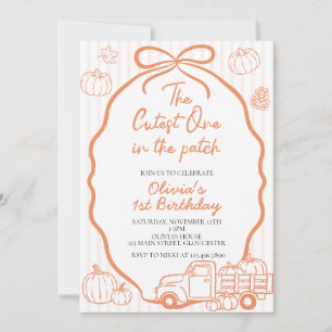 Invitation Le plus mignon dans le champ de citrouilles 1er an