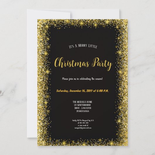 Invitation le plus moderne Noël or et noir (Devant)
