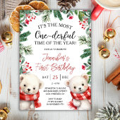Invitation Le plus mondain | Ours Noël 1er anniversaire