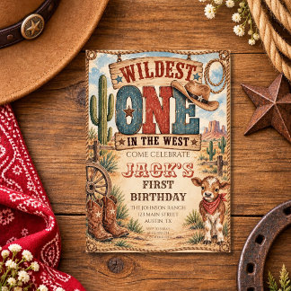 Invitation Le plus sauvage de l'Ouest Cowboy Premier Annivers