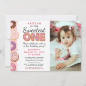Invitation LE PLUS SUCRÉ UN Pink Iced Donuts Premier Annivers (Devant)