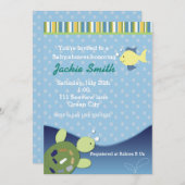 Invitation Le poisson de récif de tortue sous Baby shower mar (Devant / Derrière)