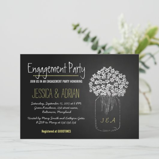 Invitation Le pot de maçon de tableau fleurit la partie de (Debout devant)