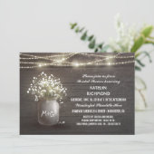 Invitation Le pot de maçon du souffle du bébé allume la Fête (Debout devant)