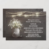 Invitation Le pot de maçon du souffle du bébé allume la Fête (Devant / Derrière)