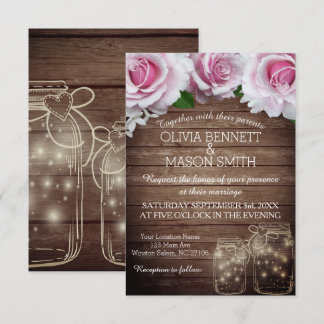 Invitation Le pot de maçon rustique floral allume le