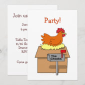 Invitation Le poulet amusant de Chook House sur un dessin de  (Devant / Derrière)