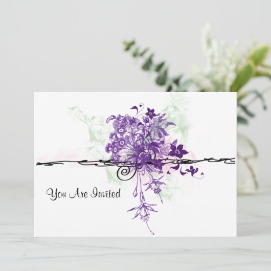 Invitation Le pourpre abstrait fleurit le bouquet, vous sont (Debout devant)
