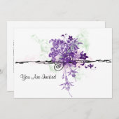 Invitation Le pourpre abstrait fleurit le bouquet, vous sont (Devant / Derrière)