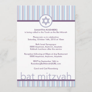 Invitation Le pourpre barre l'invitation de bat mitzvah