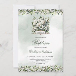 Invitation Le précieux don de Dieu vert et or Baptême