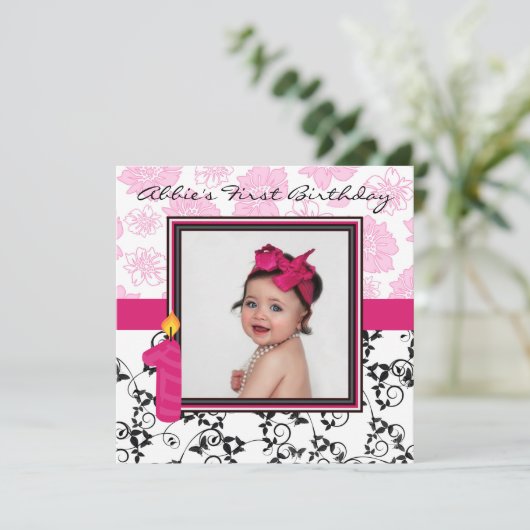 Invitation Le premier anniversaire d'Abbie (Debout devant)