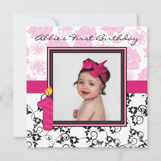 Invitation Le premier anniversaire d'Abbie (Devant)