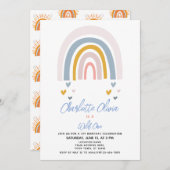 Invitation Le premier anniversaire de Wild One Muted Rainbow  (Devant / Derrière)