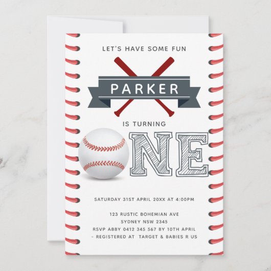 Invitation Le premier anniversaire du baseball (Devant)