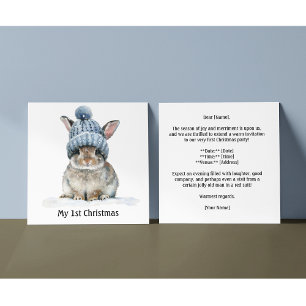 Invitation Le premier Noël de Petit Lapin, personnalisé