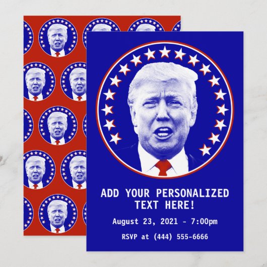 Invitation Le président Donald Trump en bleu (Devant / Derrière)