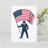 Invitation Le président Trump porte le drapeau des États-Unis (Debout devant)