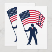 Invitation Le président Trump porte le drapeau des États-Unis (Devant / Derrière)