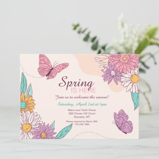 Invitation Le printemps est arrivé (Debout devant)